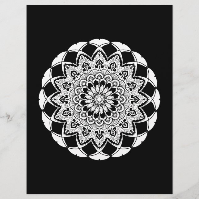 Erwachsene Farbton-Schwarzweiss-Mandala Flyer (Vorne)