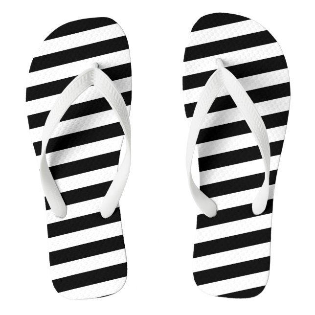 Erwachsene Flip Flops-Black & White Streifen Flops (Fußbett)