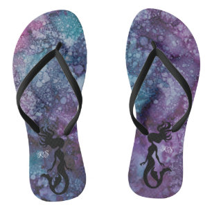 Erwachsene Flip Flops"Inkblots Pink BlueGreens Mer Flops