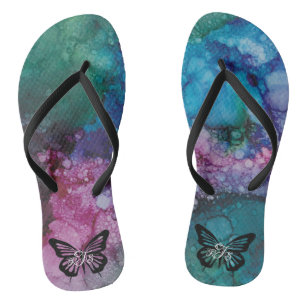 Erwachsene Flip Flops "Inkblots Pink-Grüntöne Butt