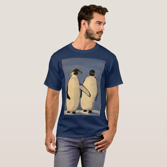 Erwachsene gehende und sprechende Kaiser-Pinguine T-Shirt (Vorne ganz)