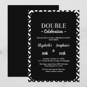 Erwachsene Gemeinsame Geburtstagspartei Schwarz-we Einladung