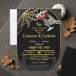 Erwachsene Halloween-Kostüme & Cocktails Art Nouve Einladung