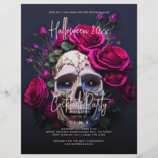 Erwachsene Halloween-Party Gothic Skull Rote Rosen Flyer