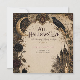 Erwachsene Halloween-Party Rabe, Antiker Schlüssel Save The Date