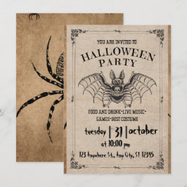 Erwachsene Halloween-Party Vintag Gothic Fledermau Einladung