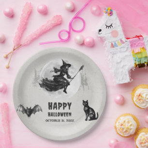 Erwachsene Halloween-Party Vintag Gothic Hexe Pappteller