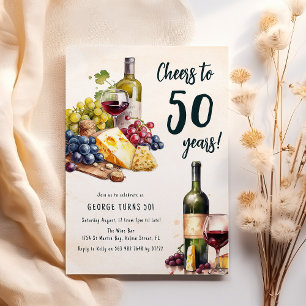 Erwachsene Käse- und Wein-Charcuterie 50. Geburtst Einladung