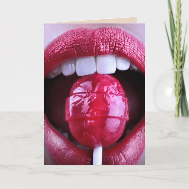 ERWACHSENE KOKETT FÜR HUSBAND LIPS LOLLIPOP GREETI KARTE (Vorderseite)