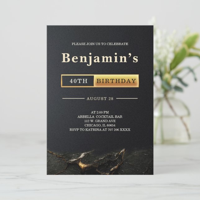 Erwachsene Mens 40. Geburtstag Party Einladung (Stehend Vorderseite)