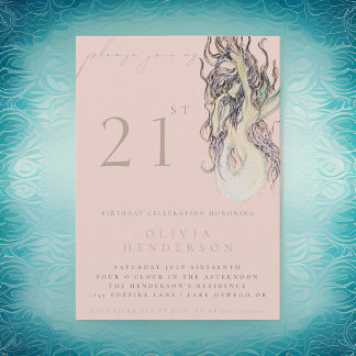 Erwachsene Mermaid JA Geburtstagspartei Einladung