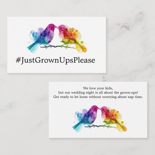 Erwachsene nur LGBTQ+ Rainbow Lovebirds Begleitkarte (Vorne/Hinten)