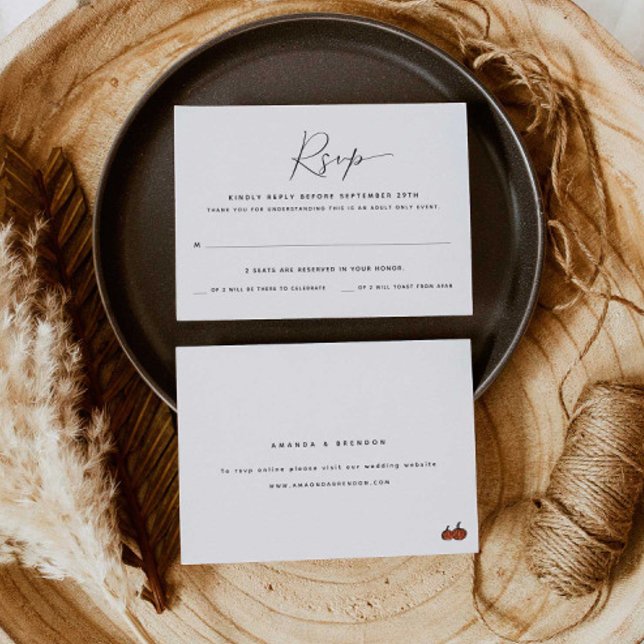 Erwachsene nur zwei Gäste | Pumpkins Wedding RSVP  Karte (Von Creator hochgeladen)