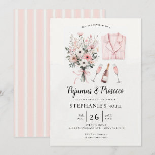 Erwachsene PJ Sleepover Pajamas Prosecco 30. Gebur Einladung