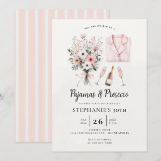 Erwachsene PJ Sleepover Pajamas Prosecco 30. Gebur Einladung