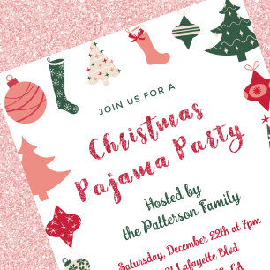 Erwachsene Pyjamaparty Einladung rosa grün