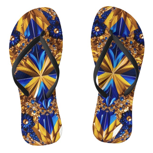 Erwachsene Schlackenbänder mit Schweden Farben Flip Flops (Fußbett)