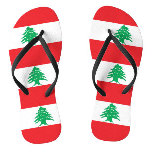 Erwachsene Schlanke Gurte mit Flagge des Libanon Flip Flops