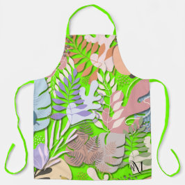 Erwachsene Schürze: Abstrakte Blätter (grün) Schürze