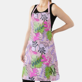 Erwachsene Schürze: Abstrakte Blätter (pink) Schürze