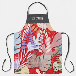 Erwachsene Schürze: Abstrakte Blätter (rot) und Te Schürze