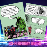 Erwachsene Sci Fi Party Science Fiction Alien Comi Einladung<br><div class="desc">Warum nicht eine thematische Science Fiction Geburtstagsparty. Wenn Sie an Außerirdischen glauben und von einem UFO mitgenommen werden möchten,  werden diese Einladungen an Sie appellieren. Die Liebhaber von Sci Fi haben keine Altersgrenze,  also haben Spaß und Raketen in den Weltraum am Geburtstag.</div>