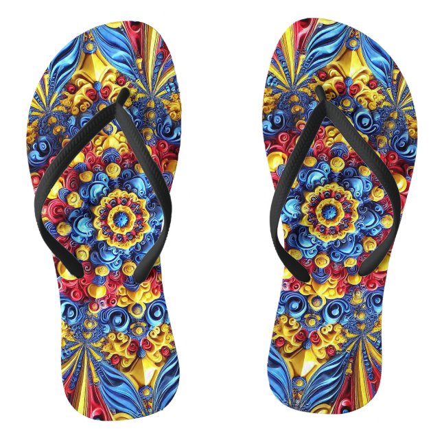 Erwachsene Slim-Gurte mit rumänischen Farben Flip Flops (Fußbett)