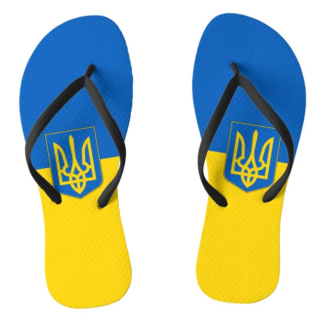Erwachsene Slim-Straps mit Flagge der Ukraine Flip Flip Flops (Fußbett)