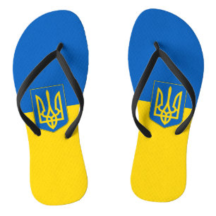 Erwachsene Slim-Straps mit Flagge der Ukraine Flip Flops
