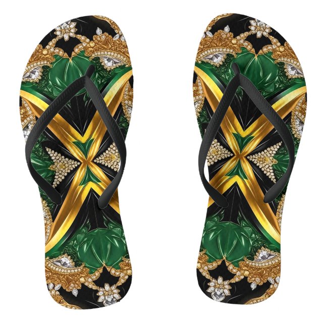 Erwachsene Slim-Straps mit jamaikanischen Farben Flip Flops (Fußbett)