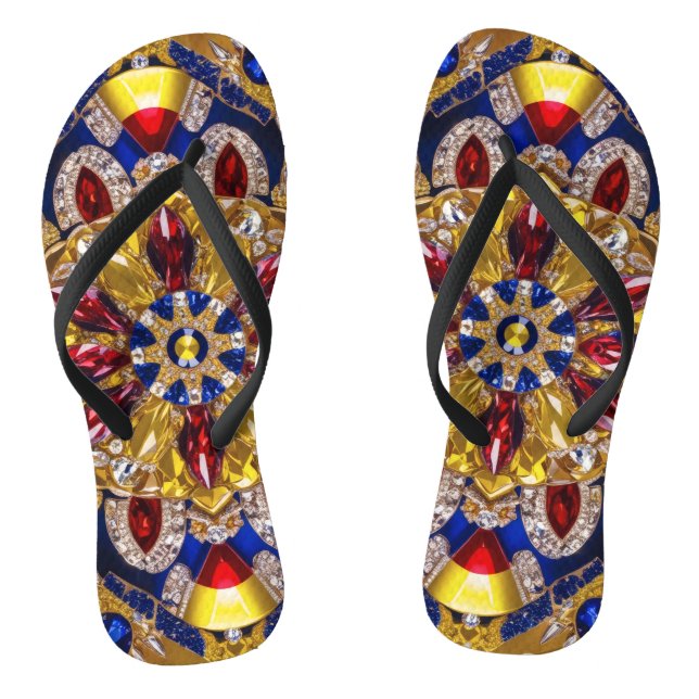 Erwachsene Slim Straps mit kolumbianischen Farben Flip Flops (Fußbett)
