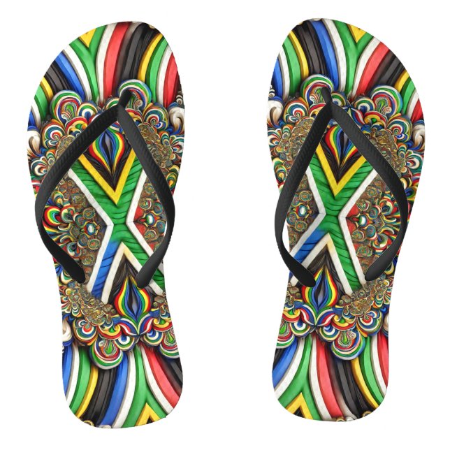 Erwachsene Slim-Streifen mit südafrikanischen Farb Flip Flops (Fußbett)