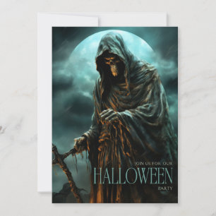 Erwachsene Spooky Beängstigend Grim Sensenmann Hal Einladung