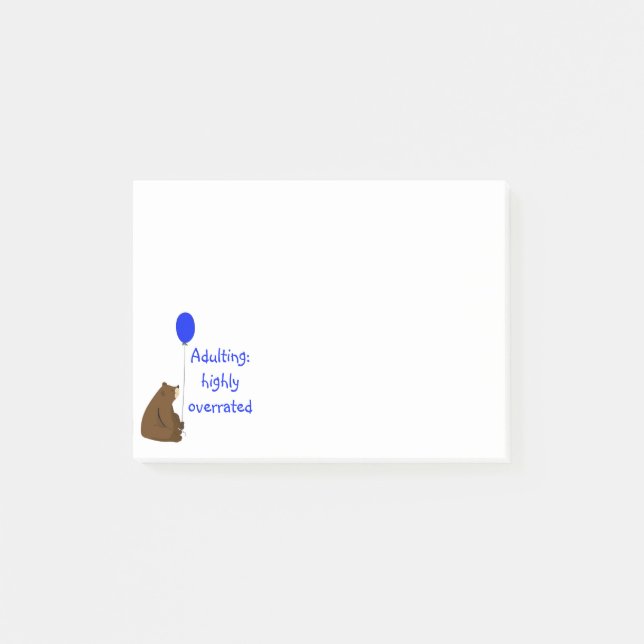 Erwachsene: stark überbewertet. Fun Balloon Bear Q Post-it Klebezettel (Vorderseite)