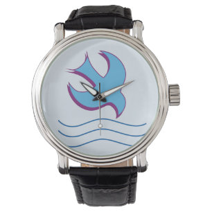 Erwachsene Taufe Taube auf blau Armbanduhr