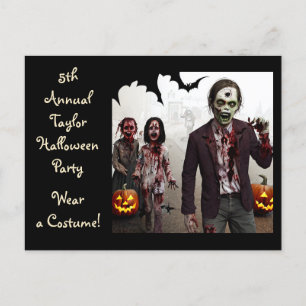 Erwachsene und Kinder Zombies Halloween-Party lädt Postkarte