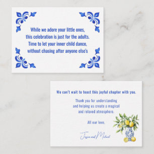 Erwachsenen-Hochzeit💙🍋 Azul & Limone Begleitkarte