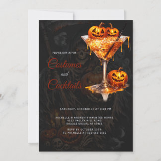 Erwachsenen-Kostüme und Cocktails Halloween-Party Einladung