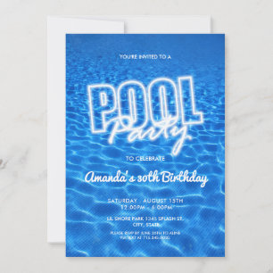 Erwachsenen-Poolparty-Geburtstagseinladung Einladung