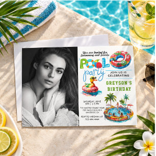 Erwachsenen-Poolparty-Sommer-Strand-Geburtstag Einladung