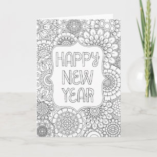 Erwachsenenfarben "Happy New Year" Grußkarte 2018 Feiertagskarte