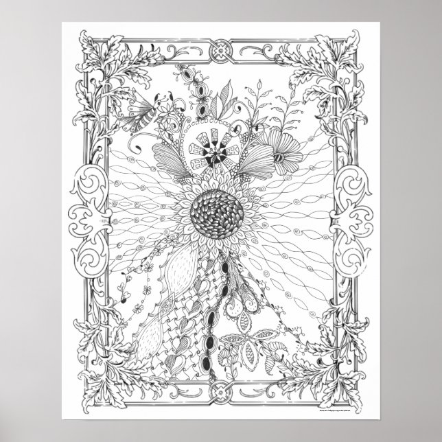 Erwachsenenfarbenplakat "Liebe der Sonnenblumen Ku Poster (Vorne)