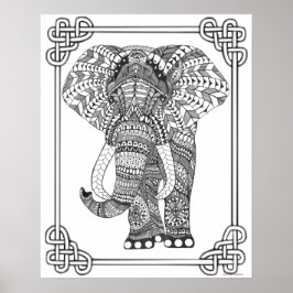 Erwachsenenfarbenposter "Proud Elephant Art" Poster
