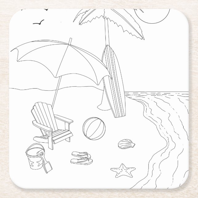 Erwachsenenfarbpapier-Untersetzer für die Beach-Sz Rechteckiger Pappuntersetzer (Vorderseite)