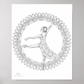 Erwachsenenfarbposter Ballerina Mandala Tänzer Poster