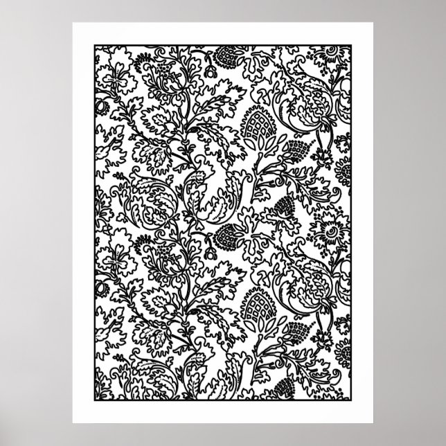 Erwachsenenfarbposter Jacobohne BlumenDamaskus Poster (Vorne)