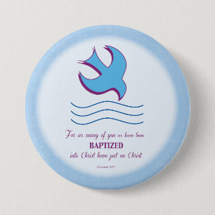 Erwachsenentaufe Taube auf Blau Button