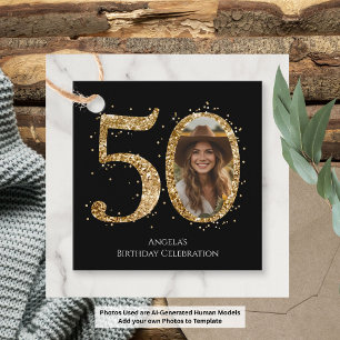 Erwachsener Gold Glitter 50. Geburtstag Foto Geschenkanhänger