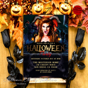 Erwachsener Gruseliger Teufel Halloween Party Einladung