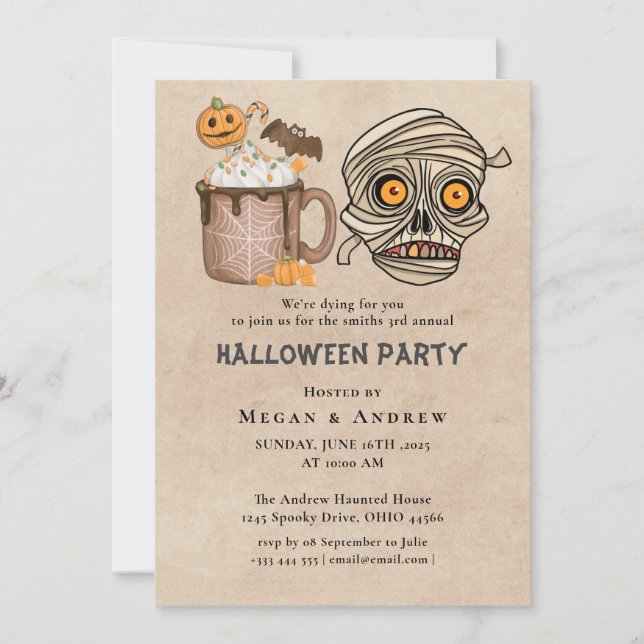 Erwachsener Halloween-Party Vintager Gothic-Schäde Einladung (Vorderseite)